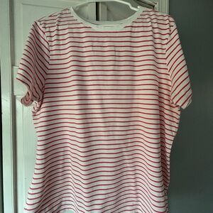 Primark White Tee with Red Narrow Stripes